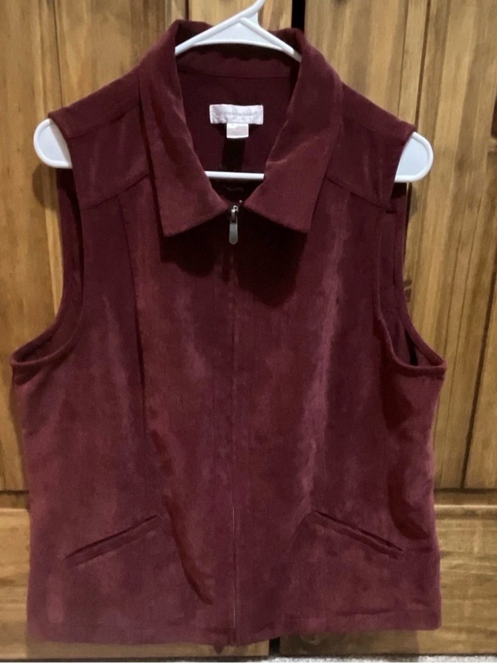 Christopher & Banks Sleeveless Zip Vest in Wine